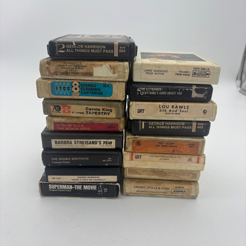 17 Vintage 8 Track Tape Lot George‎ Harrison Beach Boys Doobie Brothers Untested